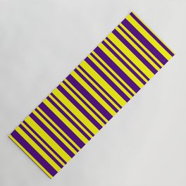 [ Thumbnail: Indigo and Yellow Colored Lines/Stripes Pattern Yoga Mat ]