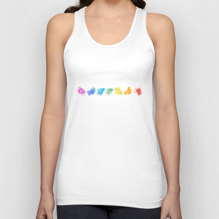 Meditation aura and the seven chakras symbols icons watercolor doodle	 Tank Top