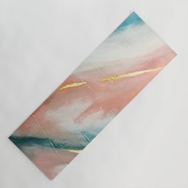 Celestial [3]: a minimal abstract mixed-media piece in Pink, Blue, and gold by Alyssa Hamilton Art Yoga Mat