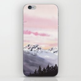 Watercolor Dreamy Morning Mountains iPhone Skin