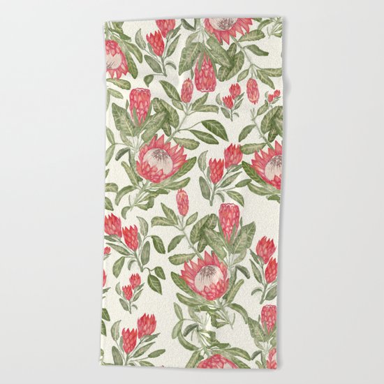Protea Pattern Beach Towel