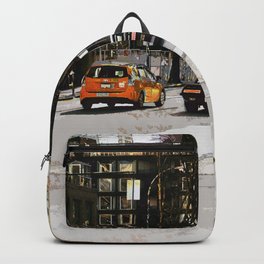Vintage street scene of Granville road in downtown Vancouver City Backpack | Streets, Painting, Street Scene, Vancouver, Car, Downtown, Street, Vintage, Cars, City 