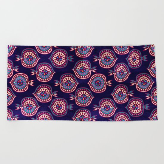 Decorative pomegranate pattern Beach Towel