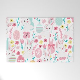Easter Bunny And Eggs Floral Pattern  Welcome Mat