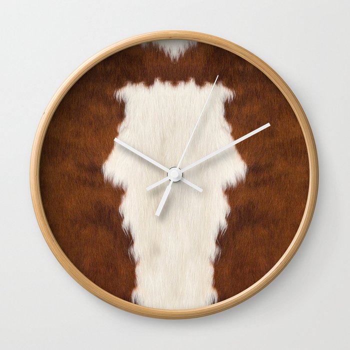 Faux Cowhide With White Spot Wall Clock