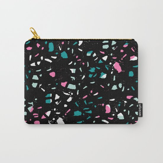 Terrazo black neon pattern trendy urban bklyn modern design paint splat pop art hipster gifts Carry-All Pouch