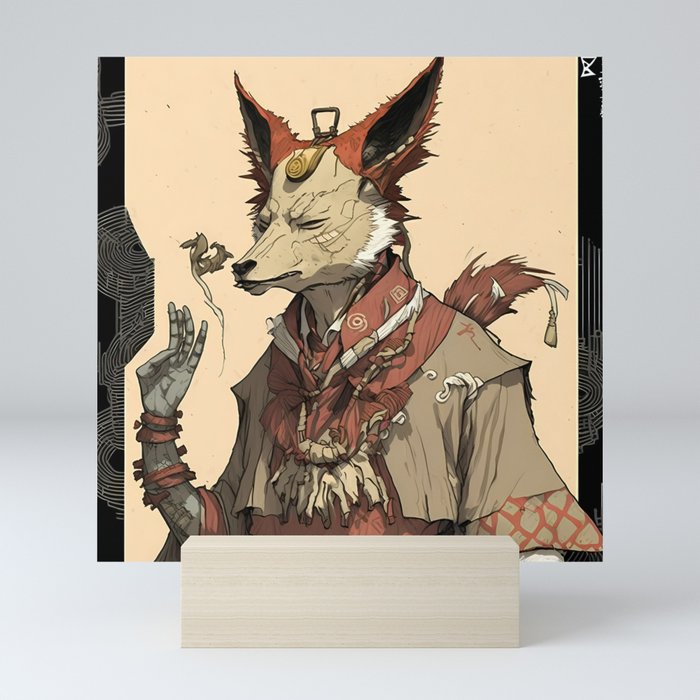 White Fox Shaman Mini Art Print