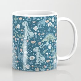 Folk Dinosaurs in Blue Coffee Mug