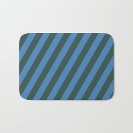 [ Thumbnail: Dark Slate Gray and Blue Colored Striped/Lined Pattern Bath Mat ]