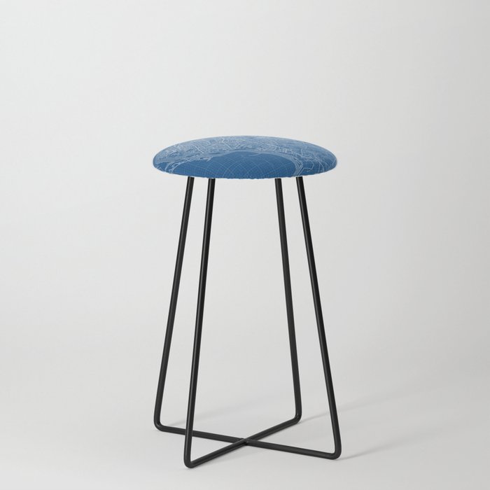 Asuncion City map of Paraguay - Blueprint Counter Stool