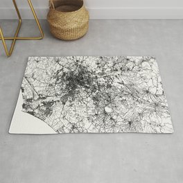 Rome, Italy - Black and White City Map Area & Throw Rug