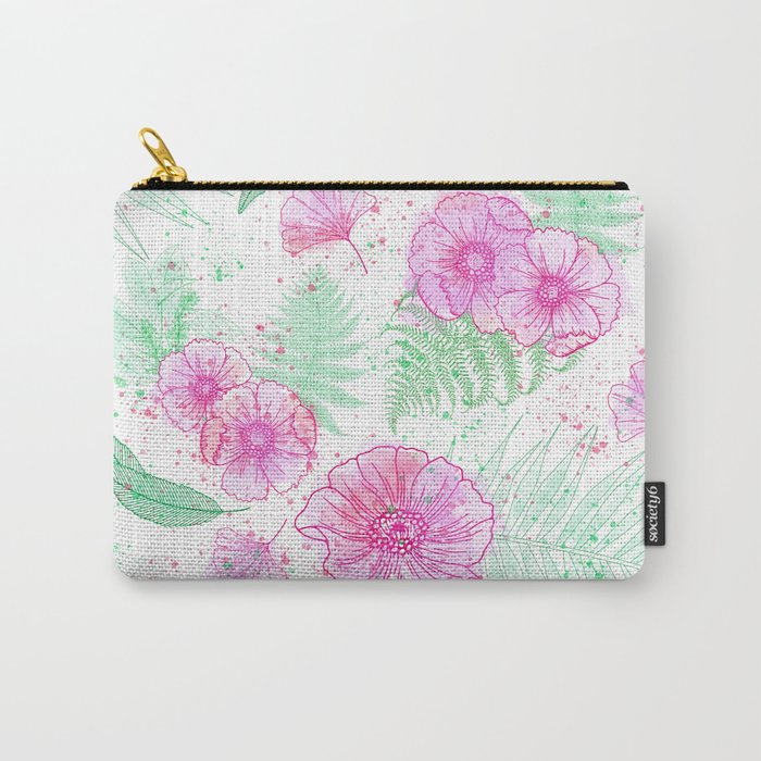 Floral Print , Splashes, Watercolor, Graphics. Pattern Background Carry-All Pouch