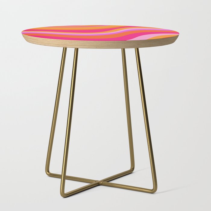 Retro Waves Abstract Pattern Pink Magenta Orange Side Table