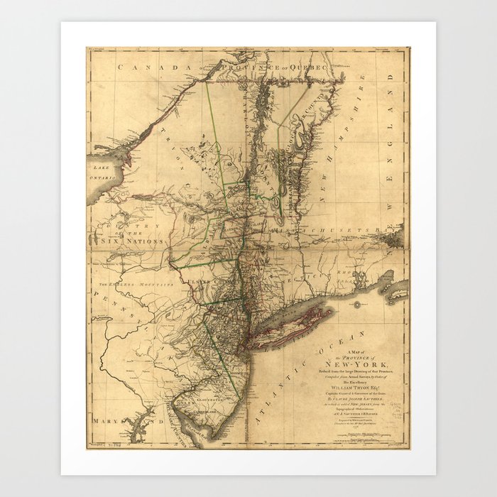 Map Of The Province Of New York By William Faden 1776 Art Print By Thearts
