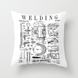 Welder Welding Mask Torch And Tools Vintage Patent Print Throw Pillow