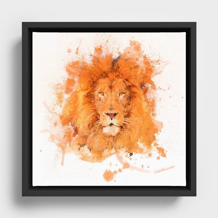 Splatter Lion Framed Canvas
