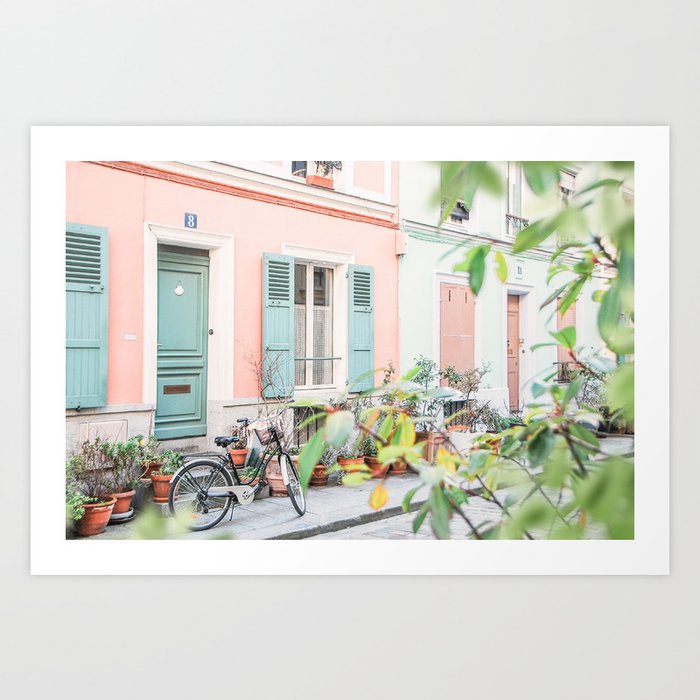 Paris IV [ France ] Greenery street with pastel color⎪Colorful travel photography Poster Art Print