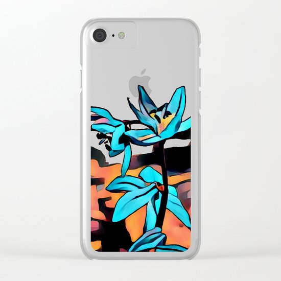 Blue Flower Clear iPhone Case
