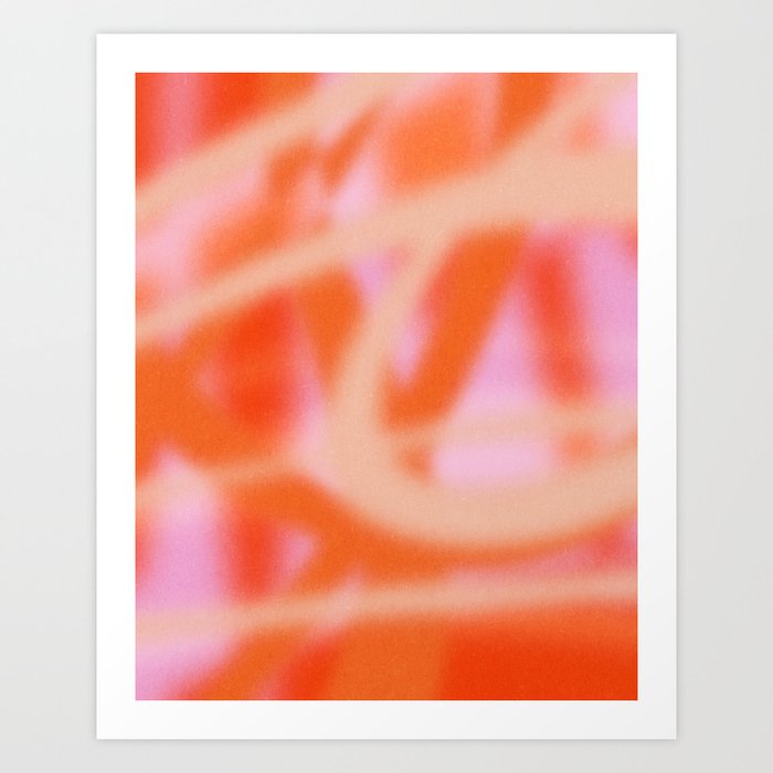 Orange Pink Retro 70s Pattern Art Print