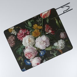 Jan Davidsz de Heem - Still Life with Flowers in a Glass Vase Picnic Blanket