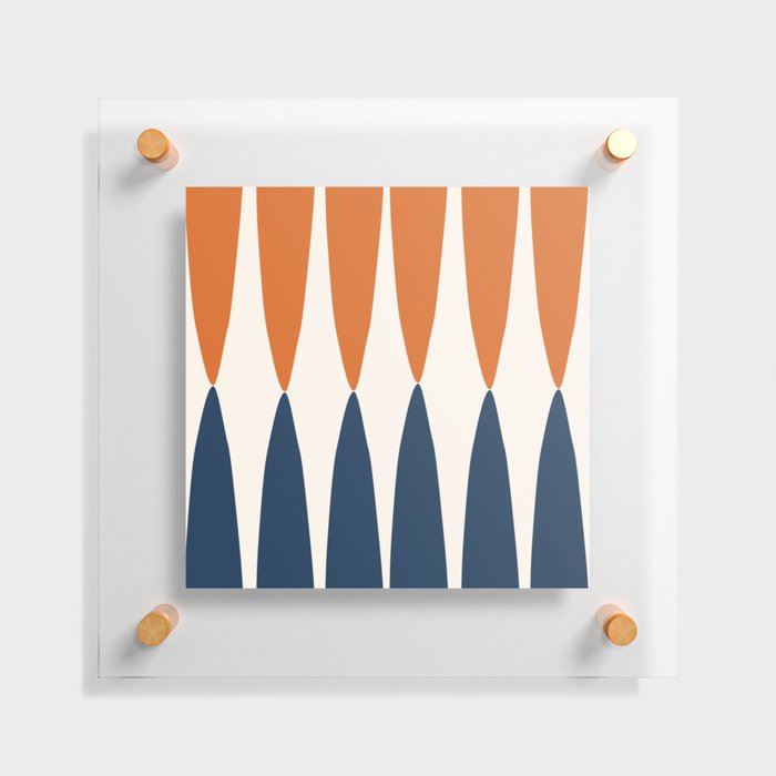 Abstract Shapes 106 Pattern in vintage Orange and Navy Blue Floating Acrylic Print by
