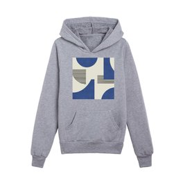 Abstract Lines Composition - Navy Dark Blue Kids Pullover Hoodies