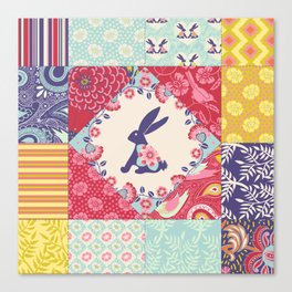 Bunnies and Blooms Quilt Blocks Canvas Print