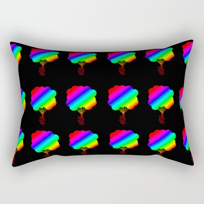 Rainbow Party Balloons Silhouette Rectangular Pillow
