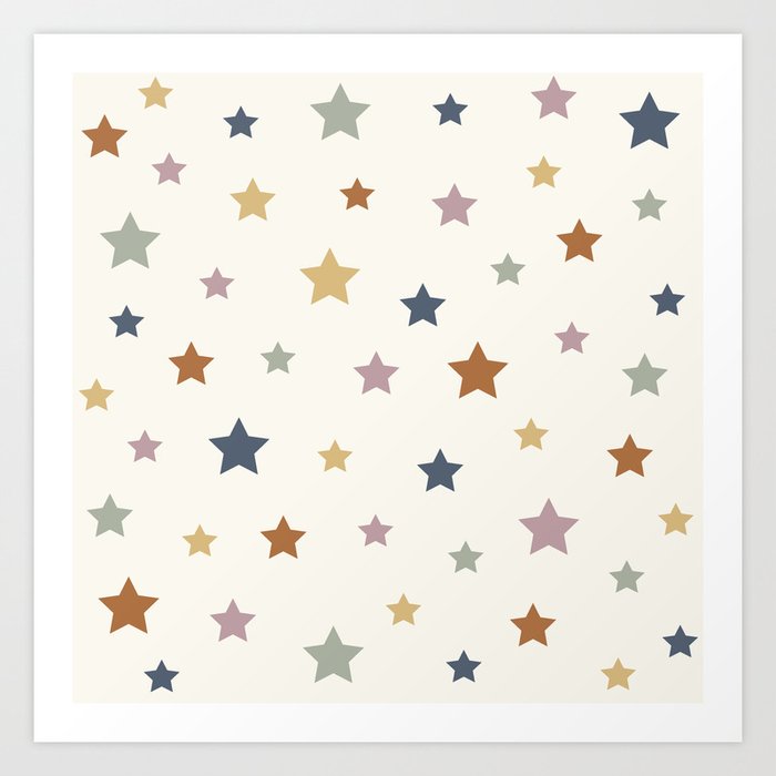 Star Pattern - Vintage Rainbow Art Print