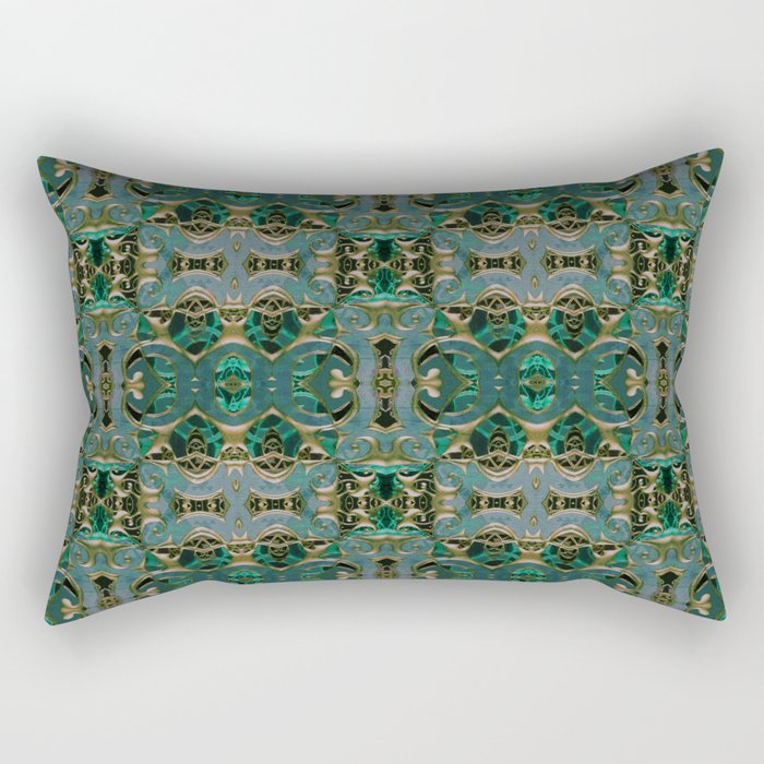 Enchanted Emerald and Copper Celtic Neo Tribal Rectangular Pillow