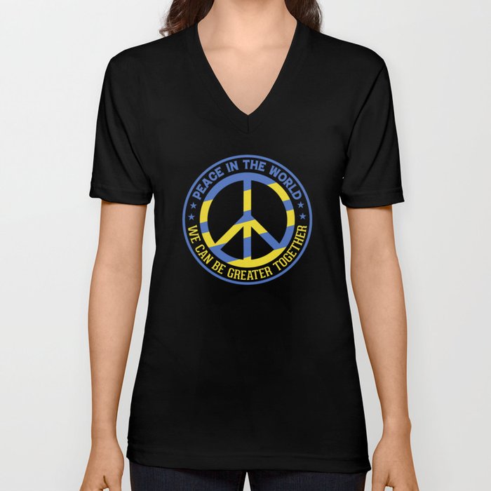 Peace love Ukraine standwithukraine blue yellow V Neck T Shirt