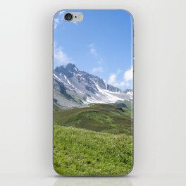 French alps summer mountain art print - green and blue landscape - nature and travel photography iPhone Skin