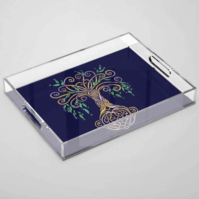 Celtic Tree of Life Nature Colored Acrylic Tray
