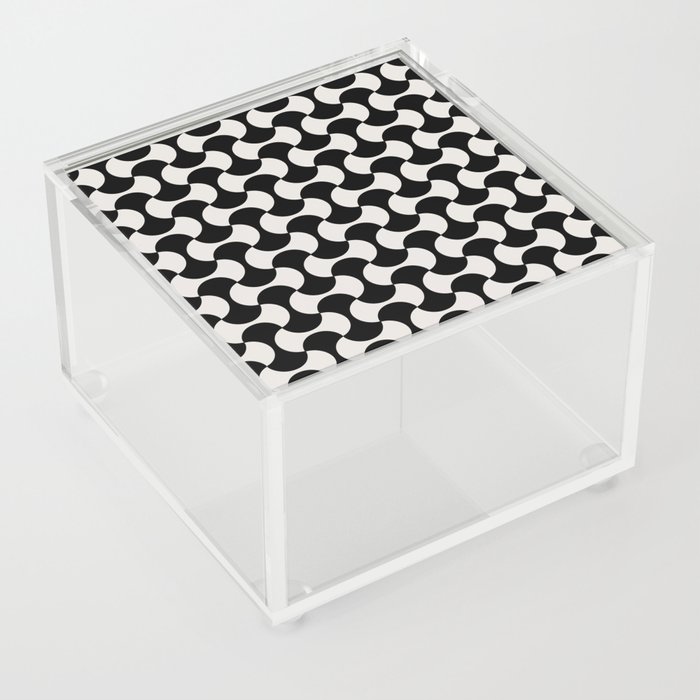 Black and white mid century atomic 50s geometric shapes Acrylic Box