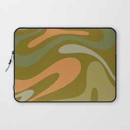 Retro Fantasy Swirl Abstract in Vintage Olive Green and Orange Laptop Sleeve