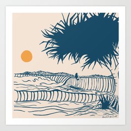 Noosa Main Beach Art Print | Surfing, Surfergirl, Noosa, Australianbeach, Beach, Ink, Digital, Painting 