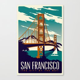 San Francisco Golden Gate Bridge Retro Vintage Canvas Print
