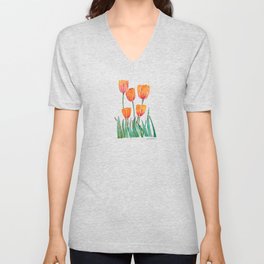 Tulips - Orange V Neck T Shirt