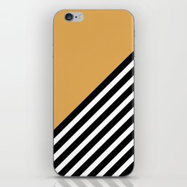 Color Block & Stripes Geometric Print, Yellow, Black and White iPhone Skin
