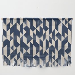 Abstract Geometric Pattern Navy and Ivory Wall Hanging