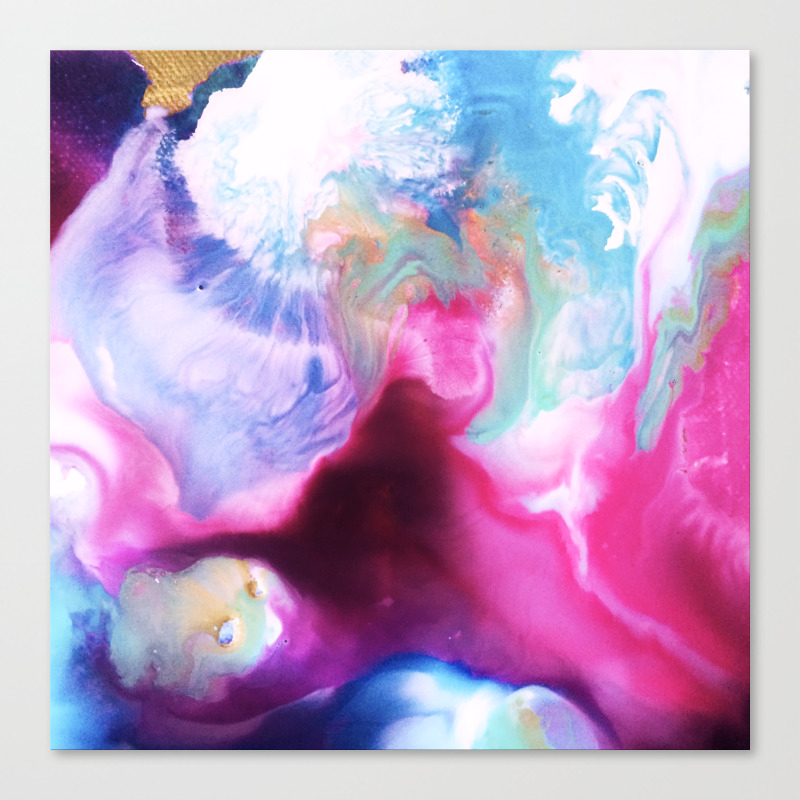 Rainbow Down Abstract Watercolor Painting Canvas Print By Mari Orr