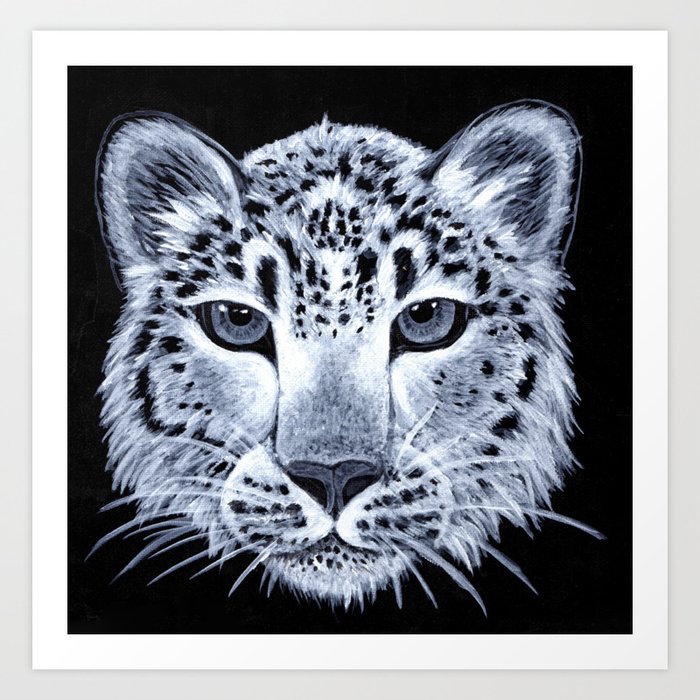 Snow Leopard In Black And White Art Print By Angelica Society6