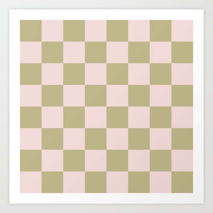 Pastel Checkerboard \\ PASTEL PINK \ MUTED GREEN Art Print