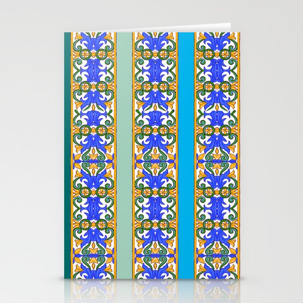 Summer ,Sicilian tiles ,azulejo,majolica art Stationery Cards