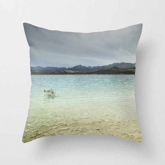 Bermejales lake. Storm days. Retro Throw Pillow
