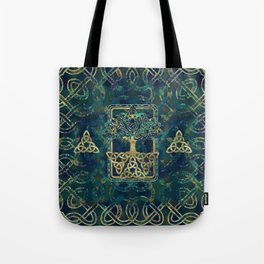 Tree of life - Yggdrasil with Triquetra  symbols Tote Bag