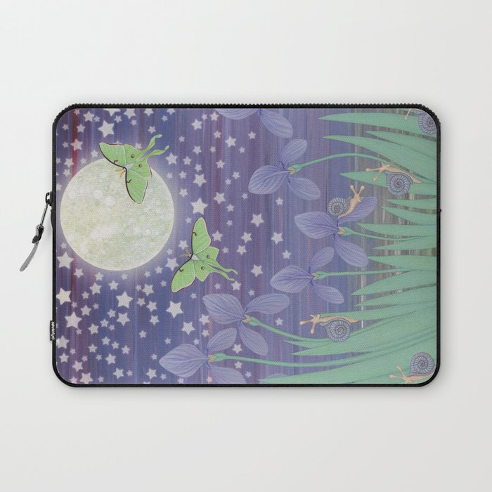 Moonlit stars, luna moths, snails, & irises Laptop Sleeve