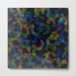 Green, Blue & Orange Color Dotted Design  Metal Print