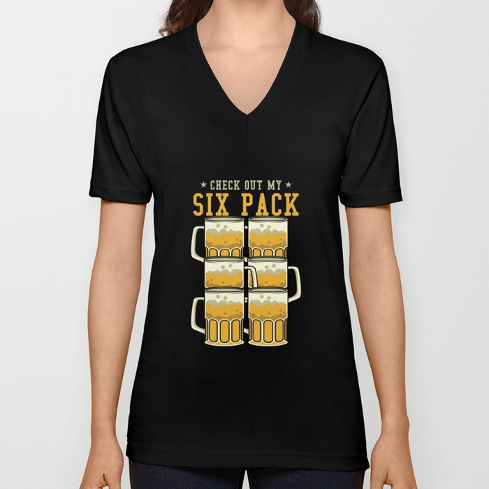 Beer Glasses Six Pack V Neck T Shirt