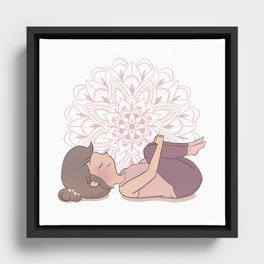 Yoga Girl - Knees to Chest Pose Framed Canvas
